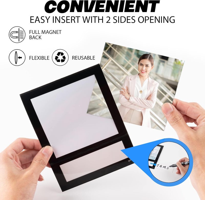 STTMGN Magnetic Picture Frame 4X4 with ID Identification Tags-Name,Square Magnet Photo Pockets,For Employee Recognition Wall (With signature area),Thoughtful Gift for Friend's Lockers-10 Packs - Image 2