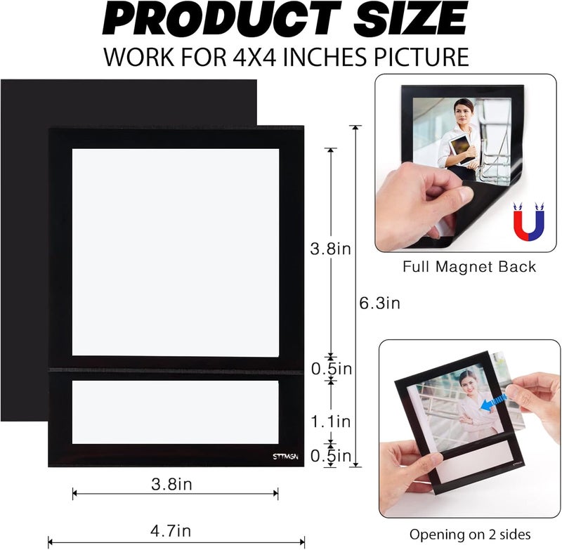 STTMGN Magnetic Picture Frame 4X4 with ID Identification Tags-Name,Square Magnet Photo Pockets,For Employee Recognition Wall (With signature area),Thoughtful Gift for Friend's Lockers-10 Packs - Image 5