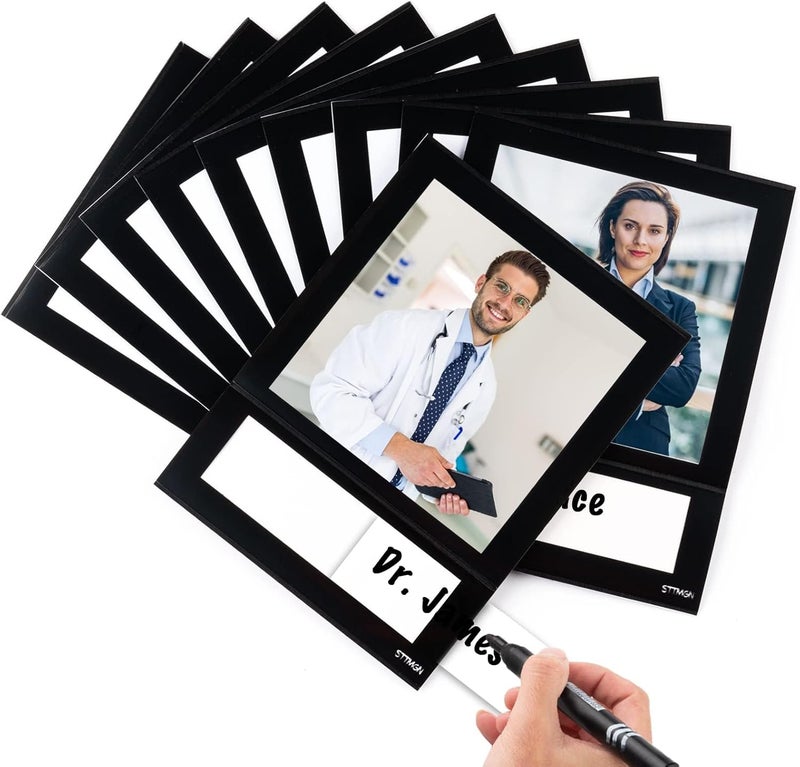 STTMGN Magnetic Picture Frame 4X4 with ID Identification Tags-Name,Square Magnet Photo Pockets,For Employee Recognition Wall (With signature area),Thoughtful Gift for Friend's Lockers-10 Packs - Image 1