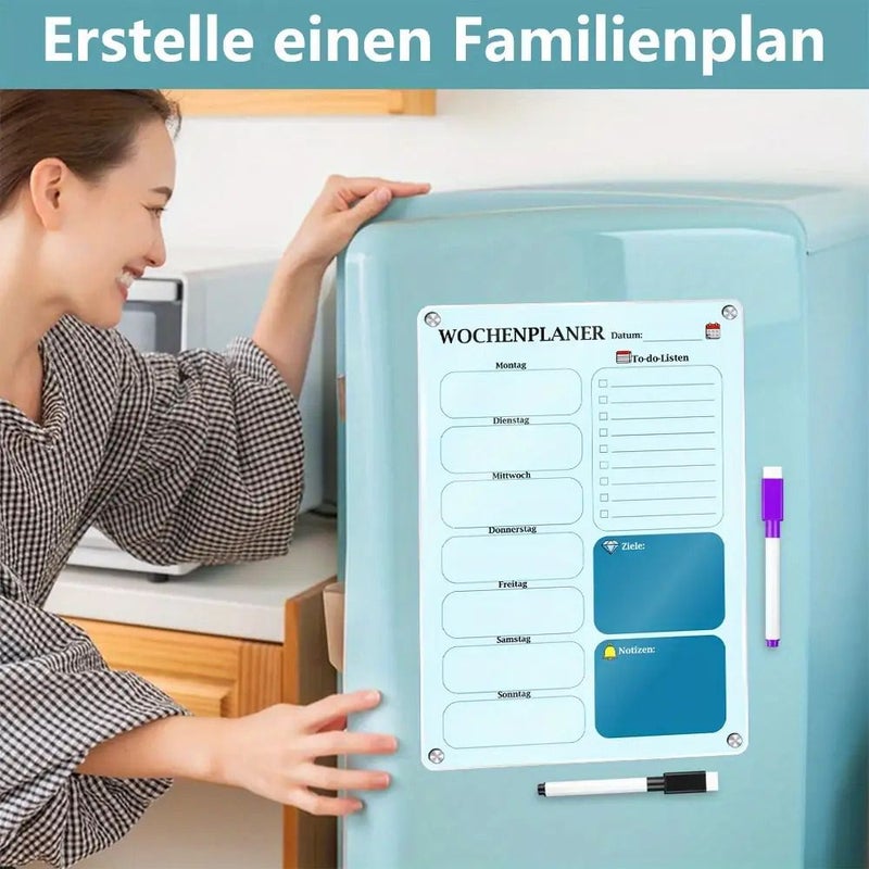 German Magnetic Weekly Planner With 8 Colors Erasable Pens Random Color For Home Office Schedule Planning Task Management German Language - Image 3