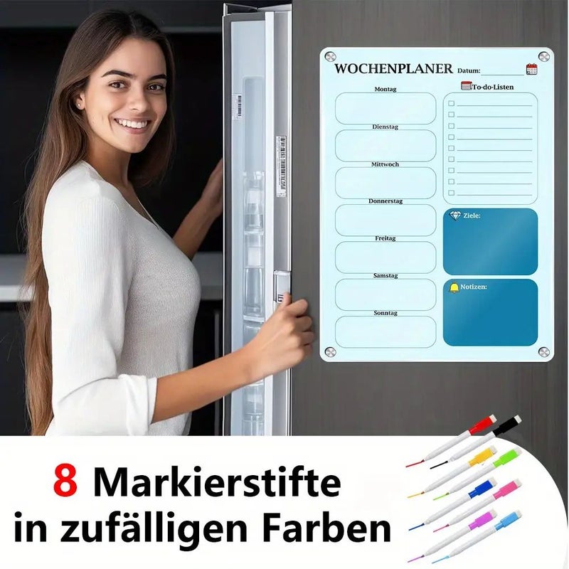 German Magnetic Weekly Planner With 8 Colors Erasable Pens Random Color For Home Office Schedule Planning Task Management German Language - Image 5
