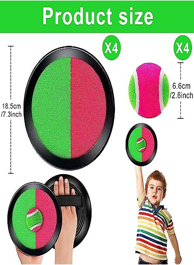 NHYDZSZ Velcro Ball Game Catch Ball Set, Velcro Game Catchball with 4 Catching Discs and 4 Balls, Ball Throwing Catch Game, Toss and Catch Ball Game, Red Green, Beach Ball, Outdoor Games for Children