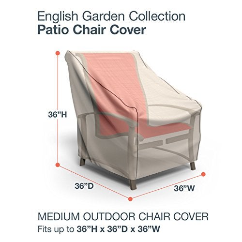 Budge P1W01PM1 English Garden Patio Chair Cover Heavy Duty and Waterproof, Medium, Tan Tweed - Image 2