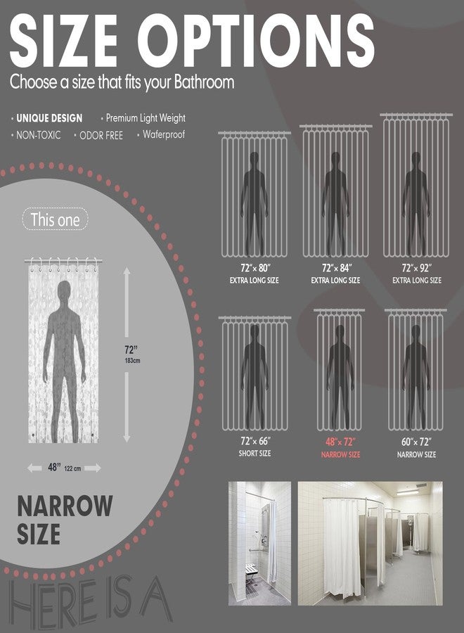 Hereisa Narrow 3D Pebble Pattern Waterproof Shower Curtain Liner EVA Shower Curtain with 3 Bottom Magnets, Shower Liner for Shower Stall, Bathtubs, 48 x 72 - Image 2