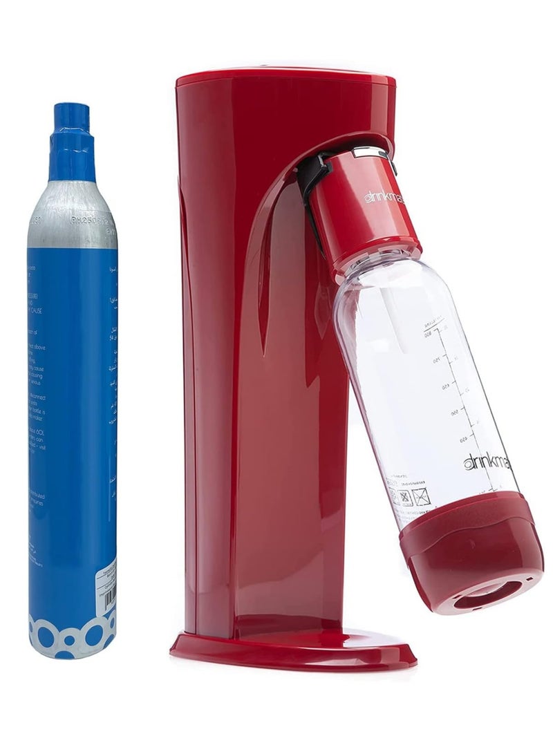 درينك مايت صانع المياه الفوارة والصودا من DrinkMate مع أسطوانة CO2 سعة 60 لتر (أحمر ملكي)  - Image 2