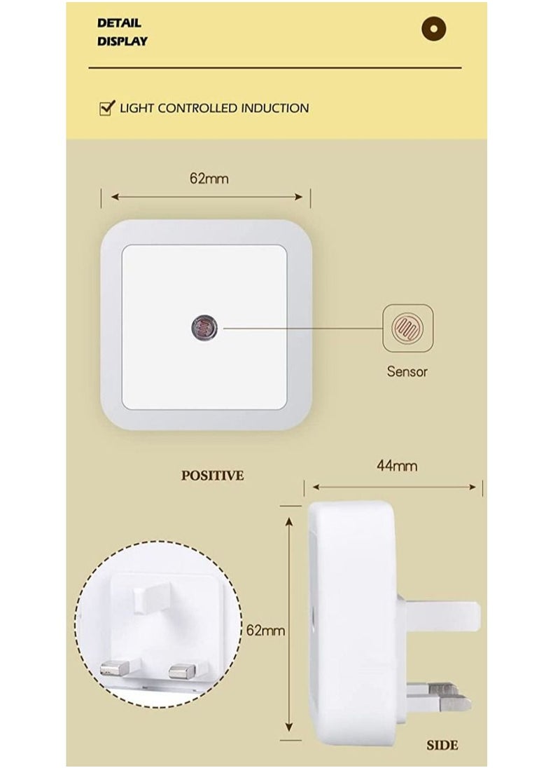 COOLBABY Plug-in LEDs Night Light Warm White Energy Saving Lighting Sensor for Living Room Bedroom Hallway Stairs