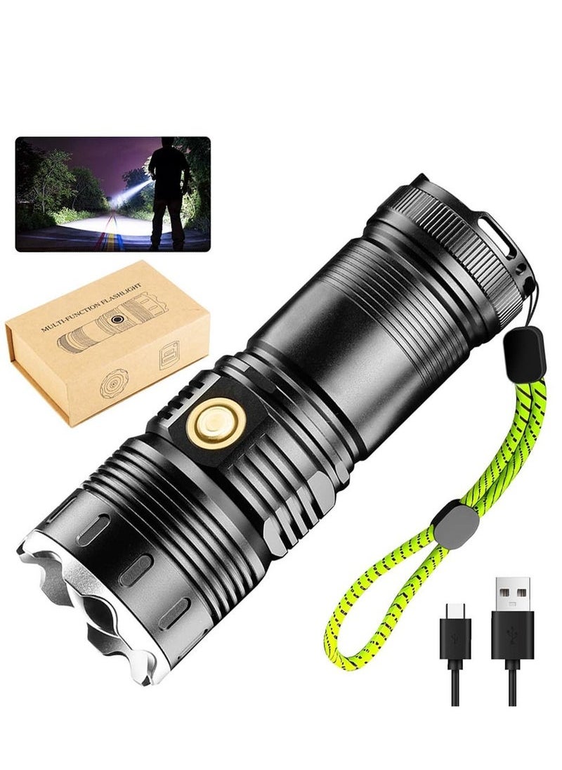 Beauenty - Rechargeable Flashlight, 100000 High Lumens Super Bright Led Flashlight with 4 Modes Zoom in/out Powerful Handheld Long Distance lighting Torch light - Image 1