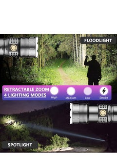 Beauenty Rechargeable Flashlight, 100000 High Lumens Super Bright Led Flashlight with 4 Modes Zoom in/out Powerful Handheld Long Distance lighting Torch light  - Image 2
