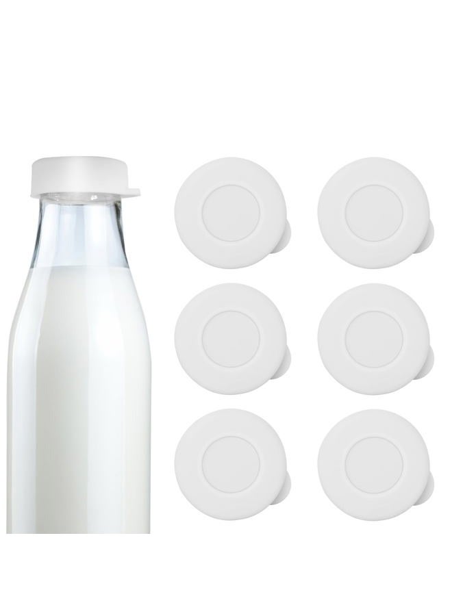 SFIELCAPA Silicone Glass Milk Bottle Caps, 48mm Diameter Bottle Caps for Libbey & Stanpac Milk Glass Bottles, Reusable and Easy to Clean (6 Pack) (white) - Image 1