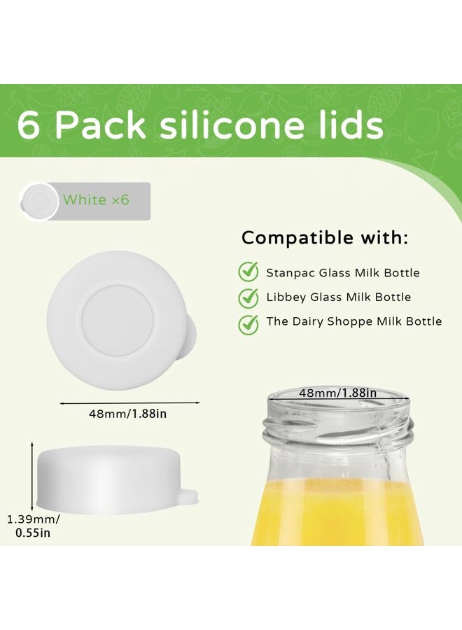 SFIELCAPA Silicone Glass Milk Bottle Caps, 48mm Diameter Bottle Caps for Libbey & Stanpac Milk Glass Bottles, Reusable and Easy to Clean (6 Pack) (white) - Image 2