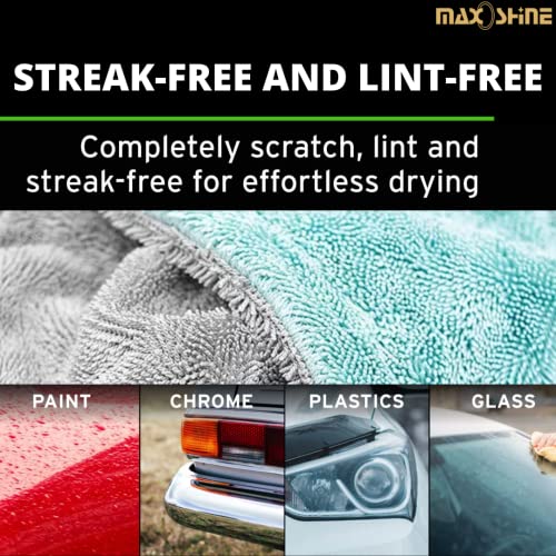 MAXOSHINE 1200 GSM Microfiber Cloth for Car Drying and Detailing Super Absorbent Cleaning Cloth with Edgeless Design Twisted Loop Towel Plush Pile/Lint Free (40 x 40 cm) - Image 4