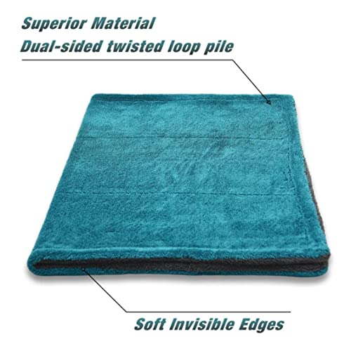 MAXOSHINE 1200 GSM Microfiber Cloth for Car Drying and Detailing Super Absorbent Cleaning Cloth with Edgeless Design Twisted Loop Towel Plush Pile/Lint Free (40 x 40 cm) - Image 3