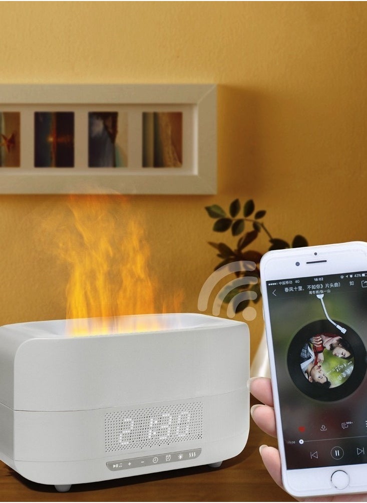 JoyousSto Essential Oil Diffuser with Flame Light, Ultra Quiet Humidifier with Bluetooth Speaker for Home and Office white  - Image 1