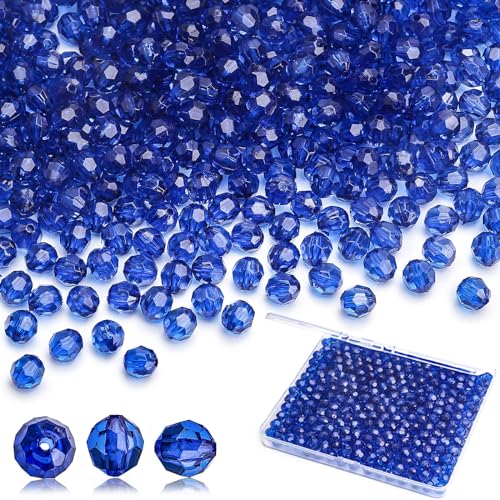 BONNY BOXX 2000pcs 4mm Acrylic Faceted Round Crystal Beads Transparent Sapphire Loose Spacer Craft Beads for DIY Bracelet Necklace Earring Keychain Jewelry Making Bags Decoration - Image 1