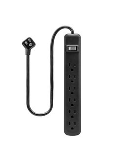 GE GE 6-Outlet Power Strip, 2 Ft Extension Cord, Heavy Duty Plug, Grounded, Integrated Circuit Breaker, 3-Prong, Wall Mount, UL Listed, Black, 14831  - Image 2