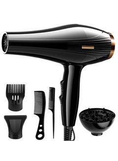 Univer Tang 6-in-1 Ionic Hair Dryer, Salon Professional Blow Dryer 2200W AC Motor Fast Drying with 2 Speed, 3 Heat Setting, with Diffuser, Nozzle, Concentrator Comb for Curly and Straight Hair，comb  - Image 1