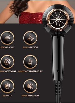 Univer Tang 6-in-1 Ionic Hair Dryer, Salon Professional Blow Dryer 2200W AC Motor Fast Drying with 2 Speed, 3 Heat Setting, with Diffuser, Nozzle, Concentrator Comb for Curly and Straight Hair，comb  - Image 3