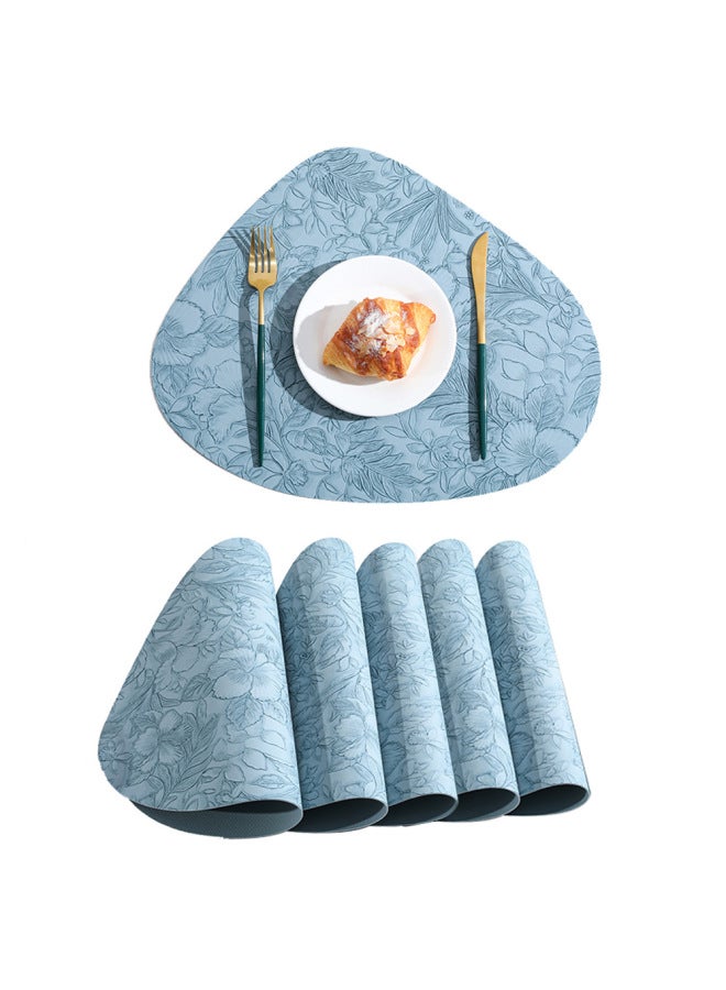 Leather Placemat Double-sided Waterproof Oil-proof Heat Insulation Mat Dining Table Food Mat Hotel Non-slip Placemat Dining Table Premium Sense-Color:Sky Blue-Specifications:Anti-slip Upgraded Model - Image 1