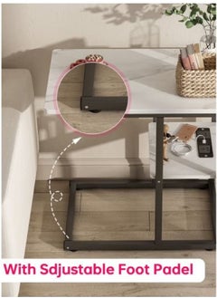 AGD Coffee Table With Socket Side Table Tea Table With Marble Design  - Image 4