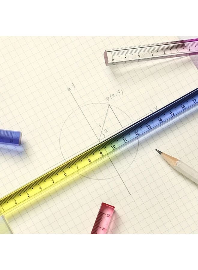 Orange Blue Yellow Green Gradient 3D Square Acrylic Rulers 15cm Geometry Drawing Tools - Image 2