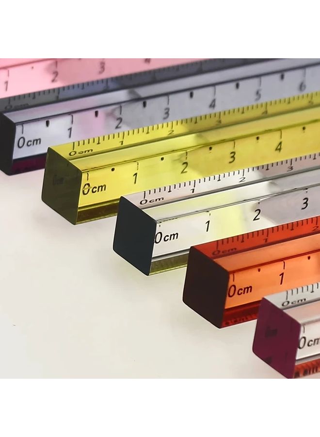 Orange Blue Yellow Green Gradient 3D Square Acrylic Rulers 15cm Geometry Drawing Tools - Image 4