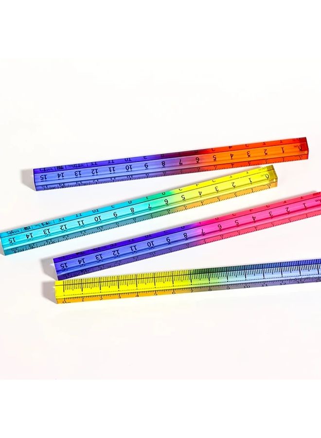 Orange Blue Yellow Green Gradient 3D Square Acrylic Rulers 15cm Geometry Drawing Tools - Image 5