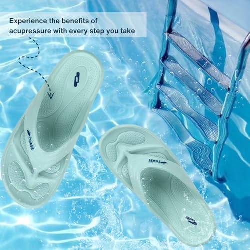 TRASE Slippers for Women | Mild Acupressure Flip Flops | Lightweight, Anti-Skid & Waterproof Ladies Chappal (Green, 7 UK) - Image 4