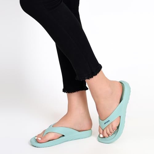 TRASE Slippers for Women | Mild Acupressure Flip Flops | Lightweight, Anti-Skid & Waterproof Ladies Chappal (Green, 7 UK) - Image 3