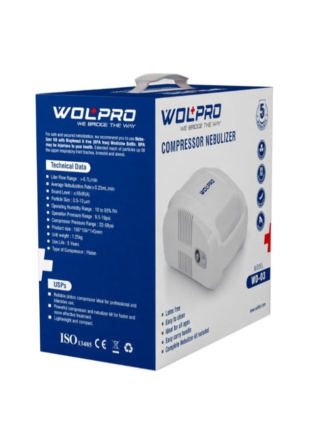 WOLAID Wolpro Compressor Nebulizer WD03 With Complete Kit  - Image 2