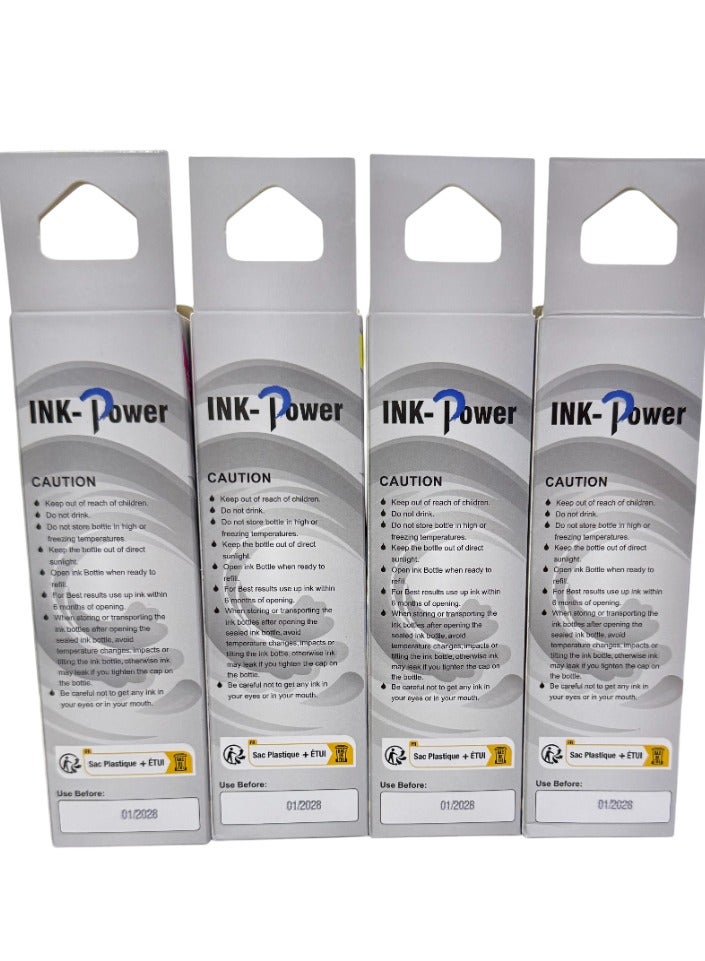 انك إعادة تعبئة الحبر العالمي لطابعات Canon HP و Epson 4 ألوان أسود، سماوي، أصفر، أرجواني كل لون 100 مل، يستخدم لجميع أنواع الطابعات ذات الأحبار السائلة Canon HP و Epson. - Image 2