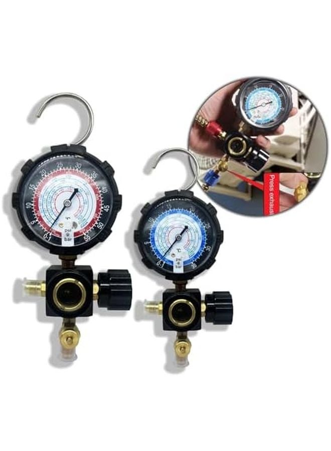 مجموعة منفذ مقياس تكييف الهواء لمواد التبريد R22 و R410A و R134A و R404A باللون الأسود عالي الجودة - Image 3