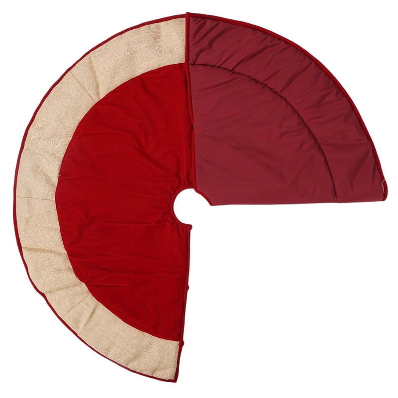 HOME HEART HOME HEART Brands Christmas Cardinal Red Premium Velvet and Brown Jute Border 24 INCH Small Round Double Layer Thick Christmas Tree Skirt 6036S - Image 4