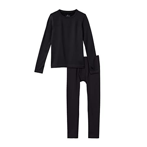 Cuddl Duds Thermal Underwear for Kids - Boys Cold Weather Clothes Fleece Lined Thermal Set - Winter Base Layer Long Johns - Thermal Shirt Top and Leggings Pants 2-Piece Set for Boys - Black XL - Image 3