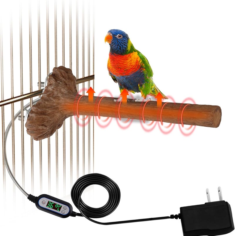 WEIYOONS Heated Bird Perch Bird Cage Heater Bird Warmer for Cage Adjustable Temperature Winter Bird Heater for Parrots Conure Cockatiels Parakeets Small Bird - Image 1