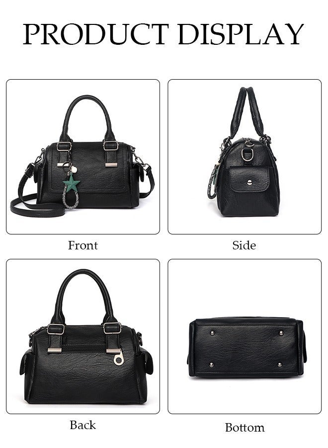 DUNISO Women's Vintage Tote Bag Handbags Faux Leather Shoulder Bag Ladies Fashion Designer Satchel Crossbody Bag with Detachable Strap for Ladies - Image 2