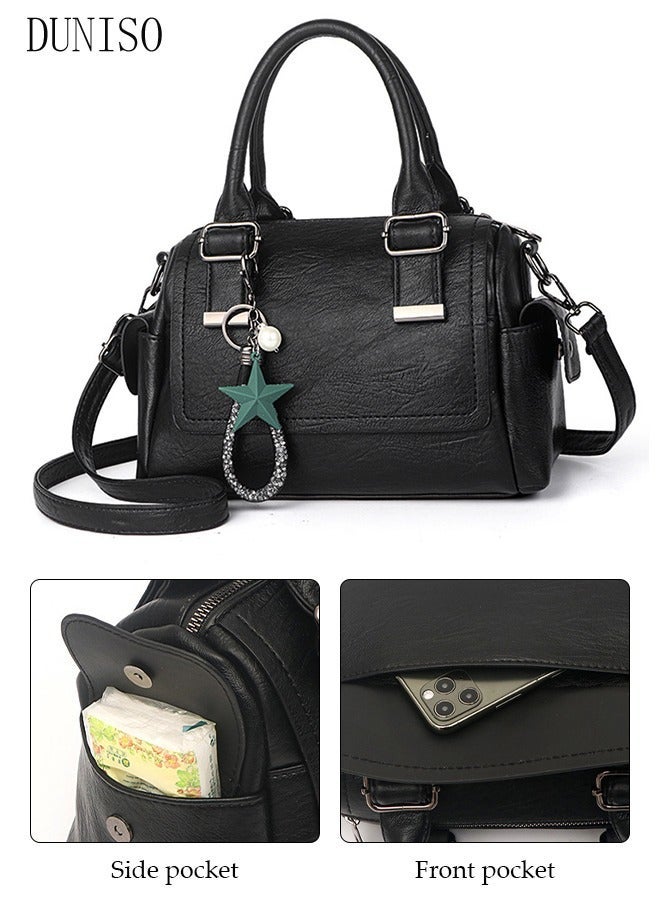 DUNISO Women's Vintage Tote Bag Handbags Faux Leather Shoulder Bag Ladies Fashion Designer Satchel Crossbody Bag with Detachable Strap for Ladies - Image 5