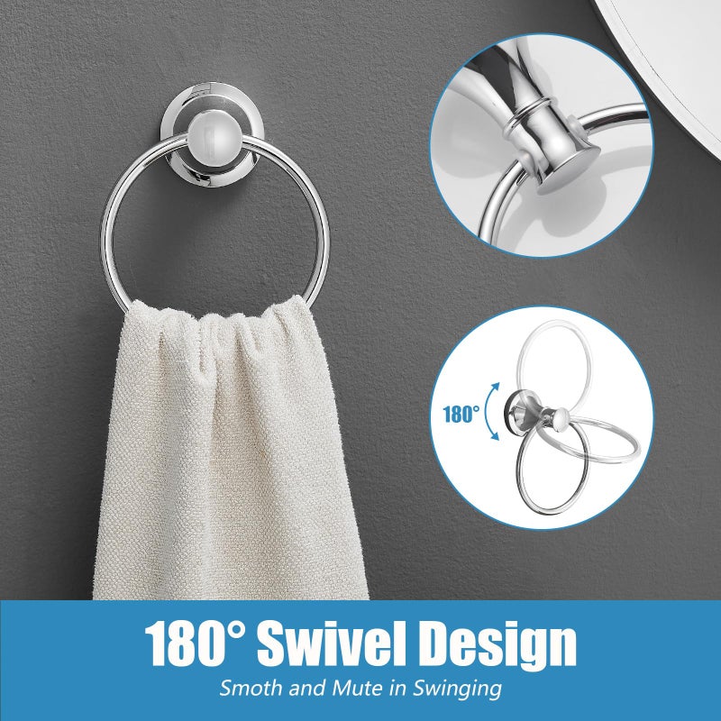 RUMOSE Toilet Paper Holder and Hand Towel Ring Polished Chrome Wall Mount Bathroom Hardware Accessories 2 PCS Set Flexible Pivoting Toilet Tissue Roll Holder and Towel Hanger  Stainless Steel - Image 2
