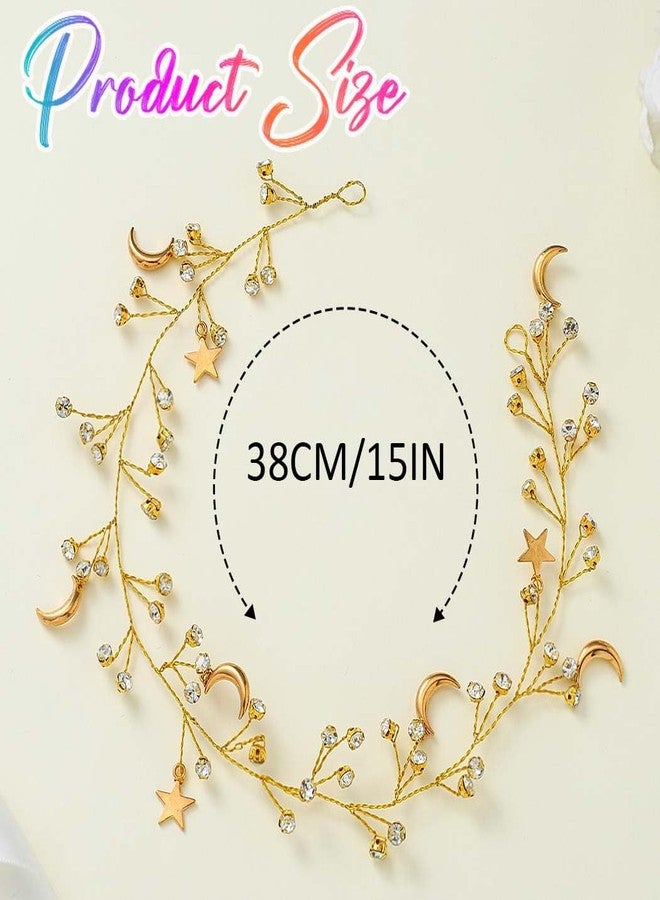 Unicra Gold Rhinestone Hair Vine Bridal Wedding Hair Piece Celestial Hair Accessories for Women and Brides - Image 5