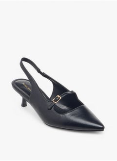 Flora Bella By Shoexpress Textured Slip-On Shoes with Kitten Heels  - Image 2