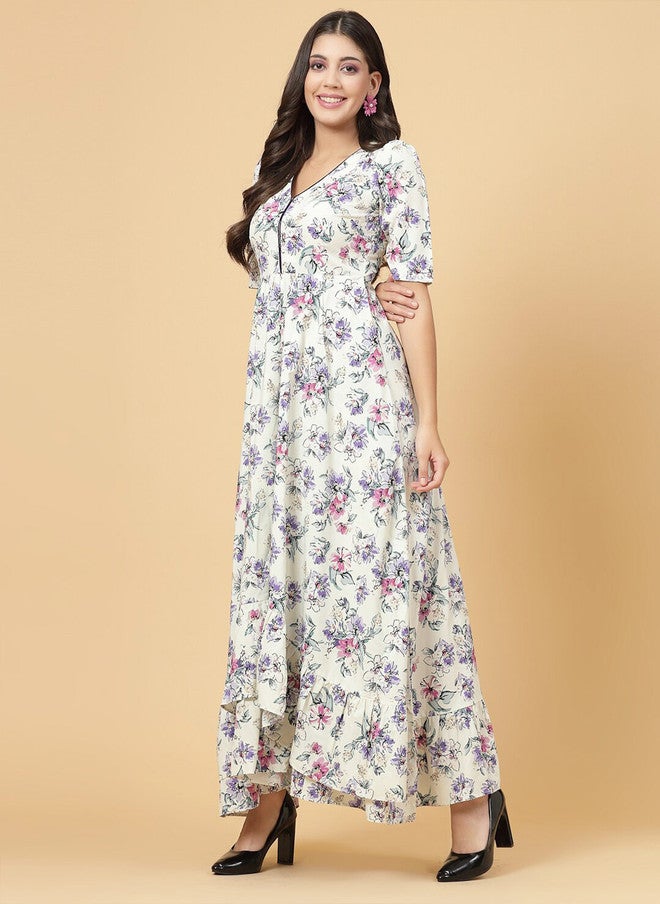 RAASSIO فستان ماكسي مزخرف بالأزهار للنساء - Image 4