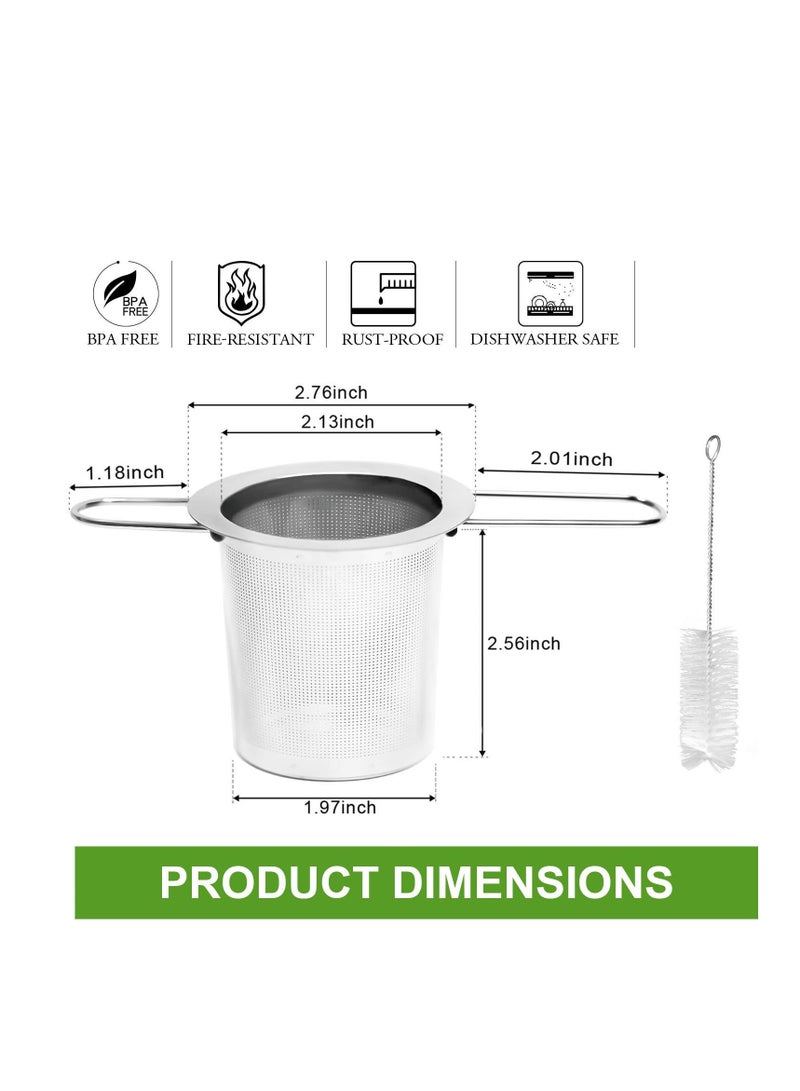 SOLARAE عبوة 2 من مصفاة الشاي، مصفاة شاي من الفولاذ المقاوم للصدأ بشبكة دقيقة جداً للشاي السائب مع مقبض قابل للطي يناسب الأكواب، فلاتر الشاي، مصافى الشاي، سلة الشاي، موزعات الشاي للشاي السائب - Image 2