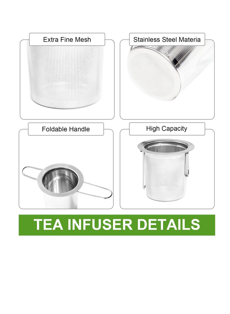 SOLARAE عبوة 2 من مصفاة الشاي، مصفاة شاي من الفولاذ المقاوم للصدأ بشبكة دقيقة جداً للشاي السائب مع مقبض قابل للطي يناسب الأكواب، فلاتر الشاي، مصافى الشاي، سلة الشاي، موزعات الشاي للشاي السائب - Image 3