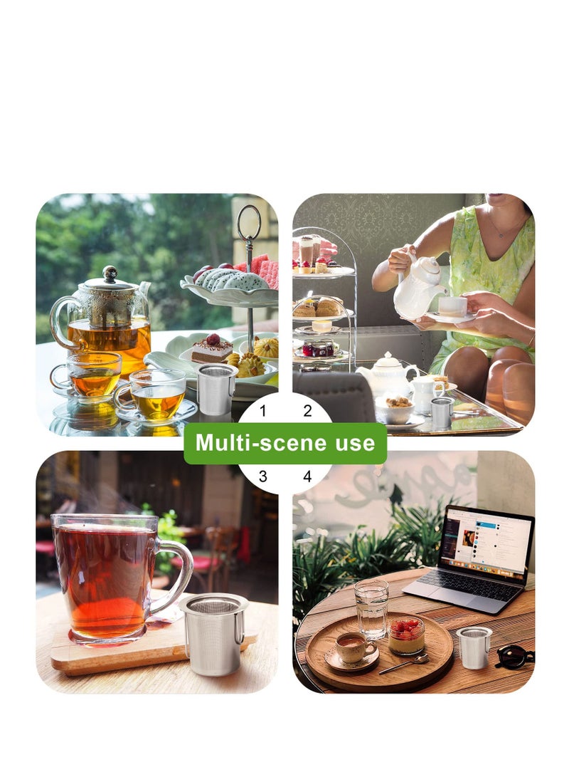 SOLARAE عبوة 2 من مصفاة الشاي، مصفاة شاي من الفولاذ المقاوم للصدأ بشبكة دقيقة جداً للشاي السائب مع مقبض قابل للطي يناسب الأكواب، فلاتر الشاي، مصافى الشاي، سلة الشاي، موزعات الشاي للشاي السائب - Image 5