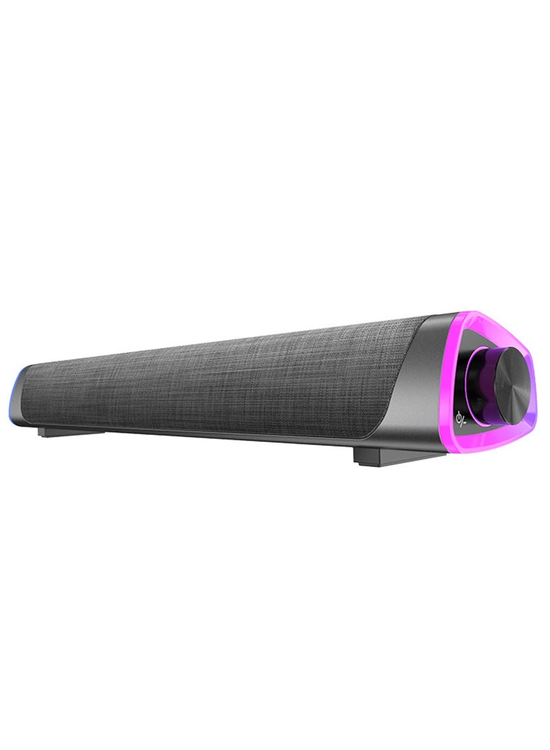 AROAQ USB Wired Computer RGB Speaker Sound Bar Desktop 3D Stereo Surround Sound Box With Volume Knob 3.5mm Audio Input For Desktop PC Laptop Smartphone Tablet - Image 1