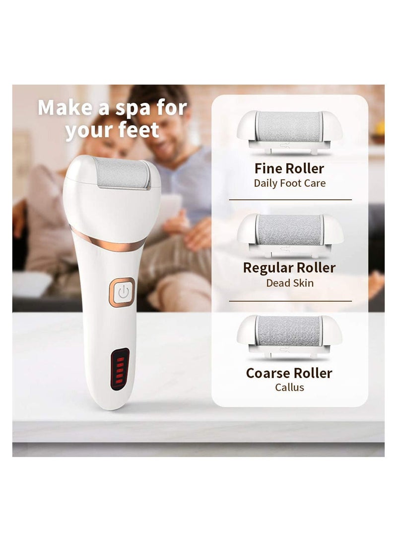 Electric Callus Remover Rechargeable Feet Pedicure IPX7 Waterproof Design For Dryed Skin With 3 Roller Heads, 2 Speed - Image 5