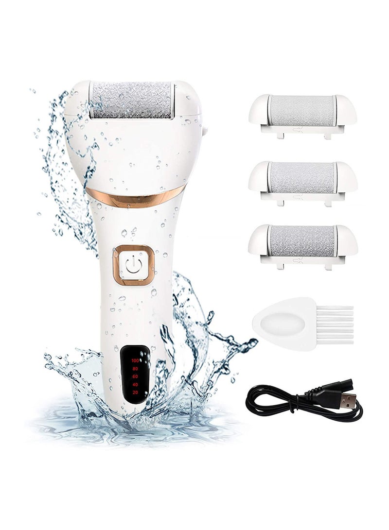 Electric Callus Remover Rechargeable Feet Pedicure IPX7 Waterproof Design For Dryed Skin With 3 Roller Heads, 2 Speed - Image 1