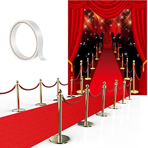 Timtin Red Carpet Party Decorations 6 x 5ft Movie Theme Paparazzi Photography Backdrop 15 x 26ft Red Runway with Carpet Tape for Party Decoration Supplies
