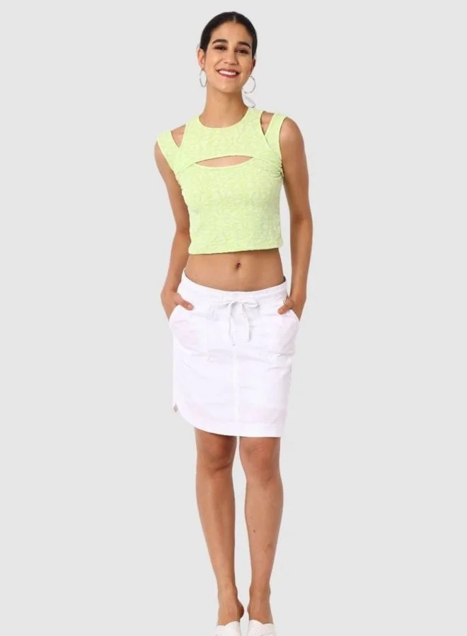 Freehand  Women Regular Fit Textured Crew Neck Sleeveless Cut Out Top  | Best Price UAE