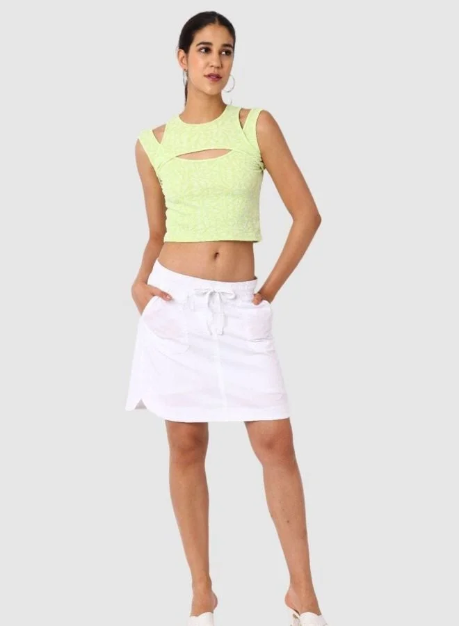 Freehand  Women Regular Fit Textured Crew Neck Sleeveless Cut Out Top  | Best Price UAE