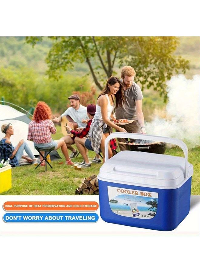 Blue 5L Portable Insulated Cooler Box For Outdoor Camping Fishing Picnic BBQ - Image 4